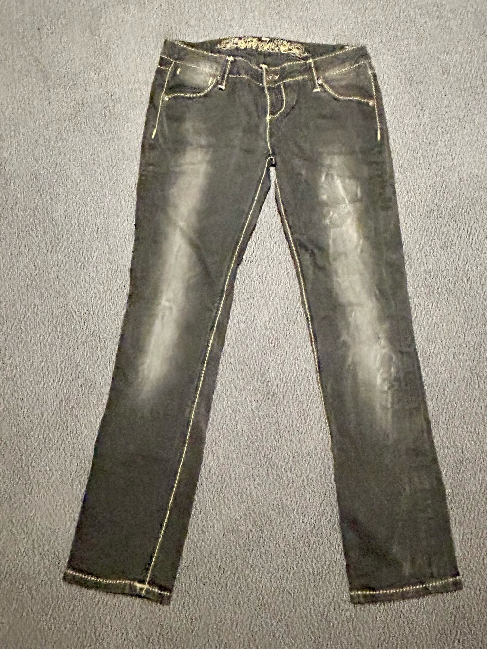 Angel Black Boot Cut Jeans with Faded Detailing